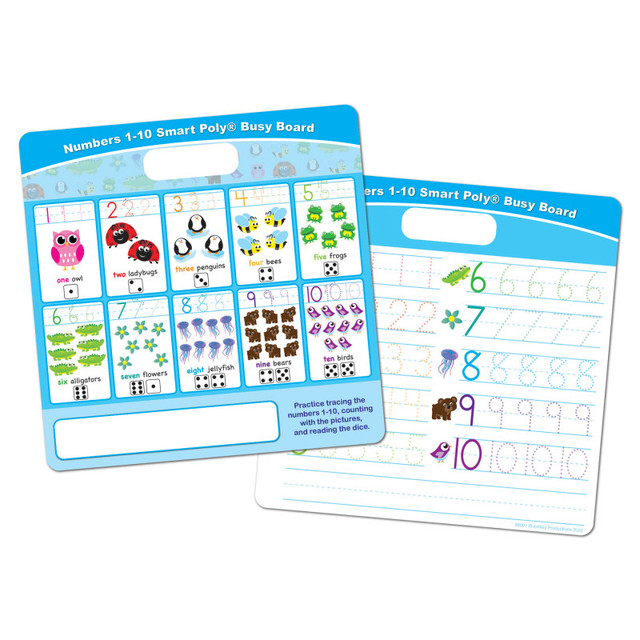 ASHLEY PRODUCTIONS Ashley Productions® Smart Poly® Educational Activity Busy Board, Dry Erase with Marker, 10-3/4" x 10-3/4", Numbers 1 to 10