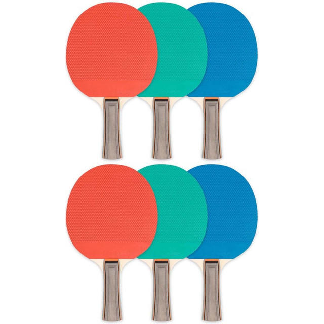 CHAMPION SPORTS Champion Sports Rubber Face Table Tennis Paddle, 5-Ply, Pack of 6
