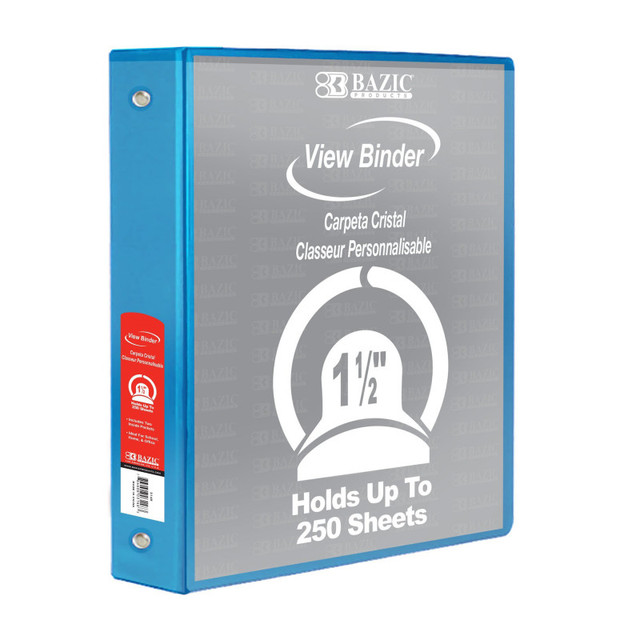 BAZIC PRODUCTS BAZIC Products® 3-Ring View Binder with 2 Pockets, 1.5", Cyan