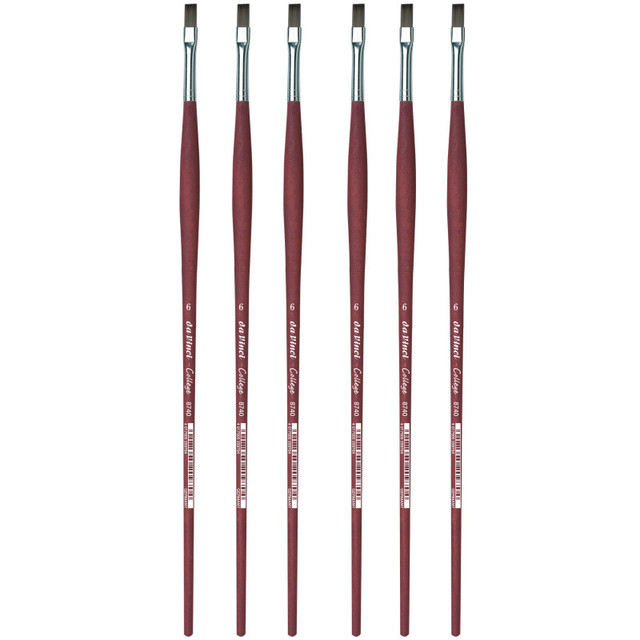 GREGORY DANIELS FINE ARTS INC da Vinci COLLEGE Student Brush, Synthetic, Acrylic & Oil, Flat, Series 8740, Size 6, Pack of 6