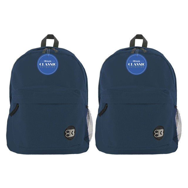 BAZIC PRODUCTS BAZIC Products® 17" Classic Backpack, Navy Blue, Pack of 2