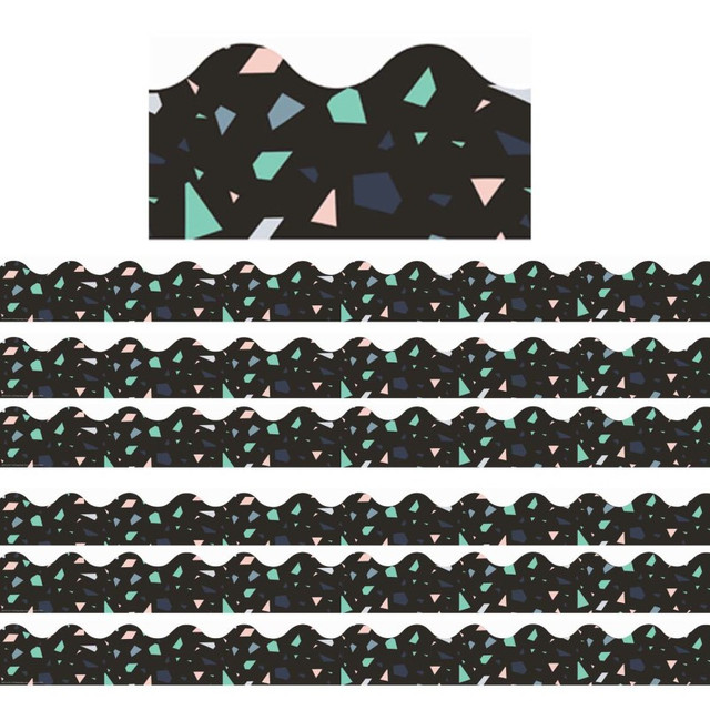 EUREKA Eureka® Simply Sassy Black Terrazzo Deco Trim® Extra Wide Die Cut, 37 Feet Per Pack, 6 Packs