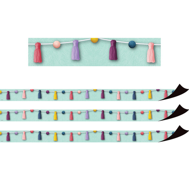TEACHER CREATED RESOURCES Teacher Created Resources® Oh Happy Day Pom-Poms and Tassels Magnetic Border, 24 Feet Per Pack, 3 Packs