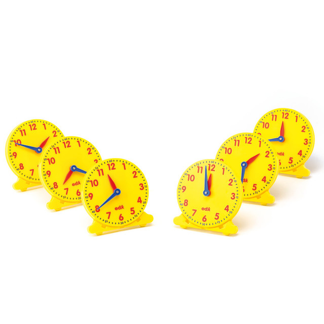 LEARNING ADVANTAGE Learning Advantage® Geared 12-Hour Time Clock - Student Size - Set of 6