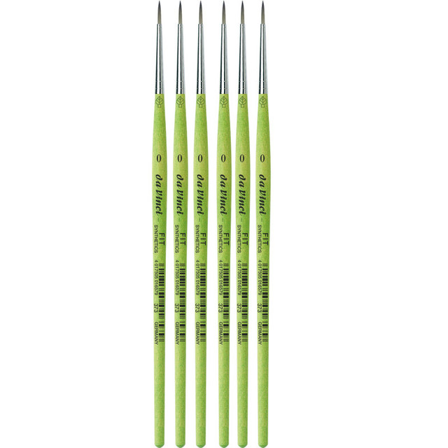 GREGORY DANIELS FINE ARTS INC da Vinci FIT Synthetics Student Brush, Synthetic, Acrylic & Tempera, Round, Series 373, Size 0, Pack of 6