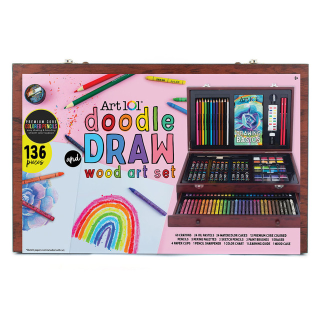 ART 101 / ADVANTUS Art 101 Doodle & Draw 136-Piece Multimedia Wood Art Set