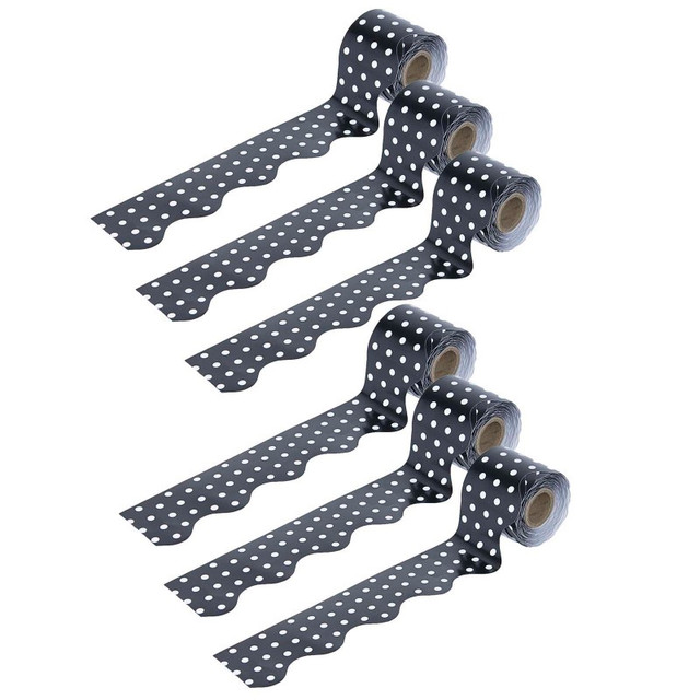 CARSON DELLOSA EDUCATION Carson Dellosa Education Black & White Dots Rolled Scalloped Border, 36 Feet Per Roll, 6 Rolls