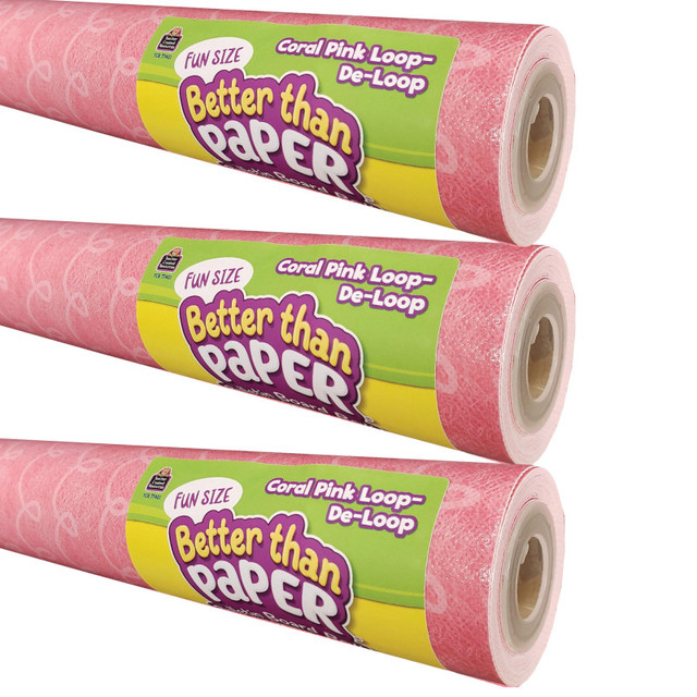TEACHER CREATED RESOURCES Teacher Created Resources® Fun Size Better Than Paper® Bulletin Board Roll, 18" x 12', Coral Pink Loop-De-Loop, Pack of 3 TEACHER CREATED RESOURCES Teacher Created Resources® Fun Size Better Than Paper® Bulletin Board Roll, 18" x 12', Coral Pink Loop-De-Loop, Pack of 3