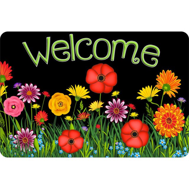 ASHLEY PRODUCTIONS Ashley Productions® Smart Poly™, The Original Fun Mat™, Welcome Mat, 15.5" x 23.5", Wildflowers, Welcome
