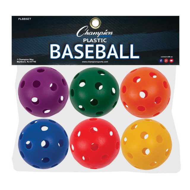 CHAMPION SPORTS Champion Sports Plastic Baseballs, Set of 6