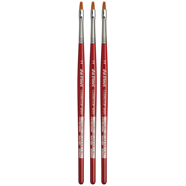 GREGORY DANIELS FINE ARTS INC da Vinci COSMOTOP-SPIN Silkpainting Brush, Synthetic, Watercolor, Flat, Size 2, Pack of 3