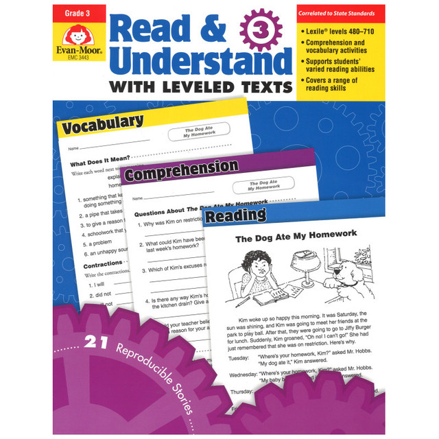 CARSON DELLOSA EDUCATION Evan-Moor Educational Publishers Read & Understand with Leveled Texts Book, Grade 3