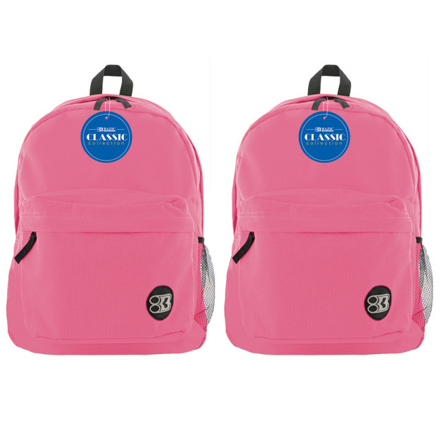 BAZIC PRODUCTS BAZIC Products® Classic Backpack 17" Fuchsia, Pack of 2