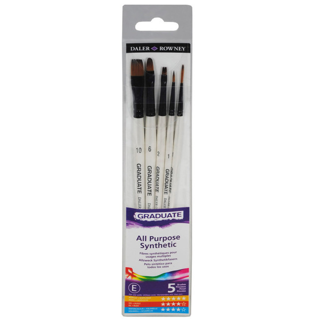DIXON FINE ART Daler-Rowney Graduate Classic Brush Set, Synthetic, 5 Pieces