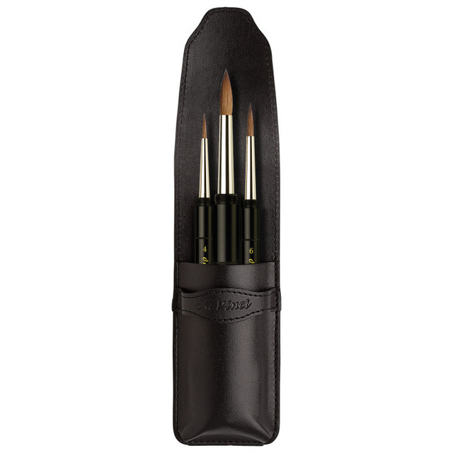 GREGORY DANIELS FINE ARTS INC da Vinci MAESTRO Pocket Travel Brushes, Kolinsky Red Sable, Watercolor, Round, Series 1503, Assorted, 3 Brush Set