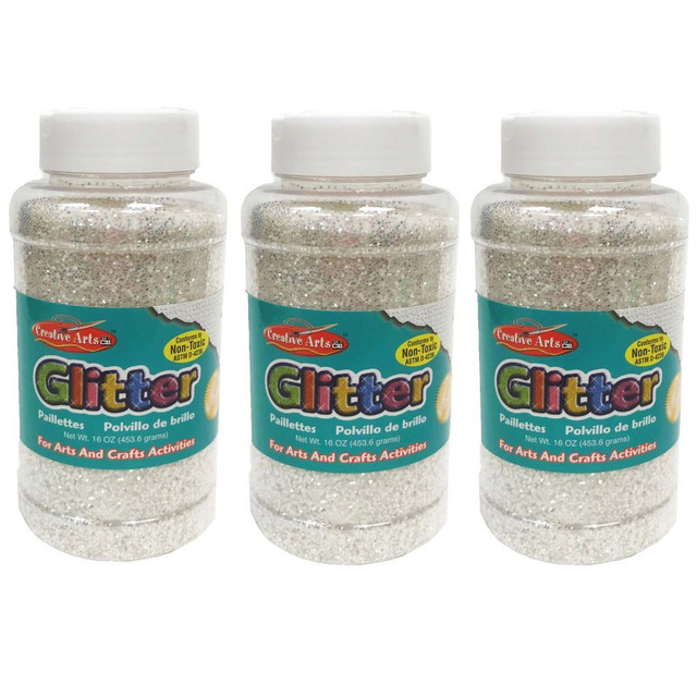 ADVANTUS Charles Leonard Creative Arts™ Glitter, 1 lb. Bottle, Iridescent, Pack of 3