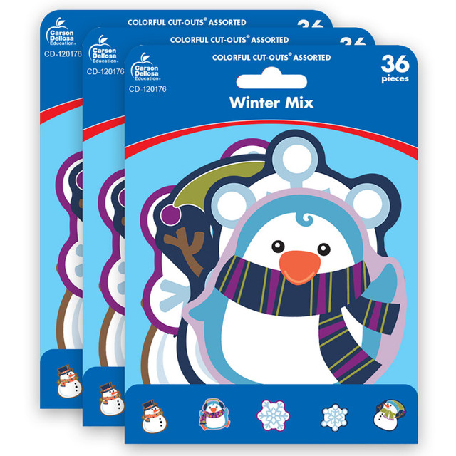 CARSON DELLOSA EDUCATION Carson Dellosa Education Winter Mix Cut-Outs, 36 Per Pack, 3 Packs