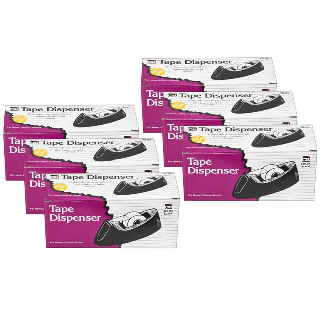 ADVANTUS Charles Leonard Desk Tape Dispenser, Black, Pack of 6