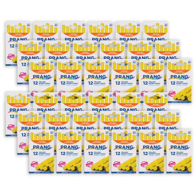 DIXON TICONDEROGA CO Prang® Hygieia® Dustless Board Chalk, Yellow, 12 Per Pack, 36 Packs