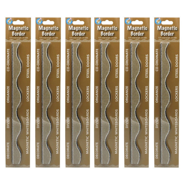 ASHLEY PRODUCTIONS Ashley Productions® Magnetic Scallop Border Burlap Scribble, 12 Feet Per Pack, 6 Packs