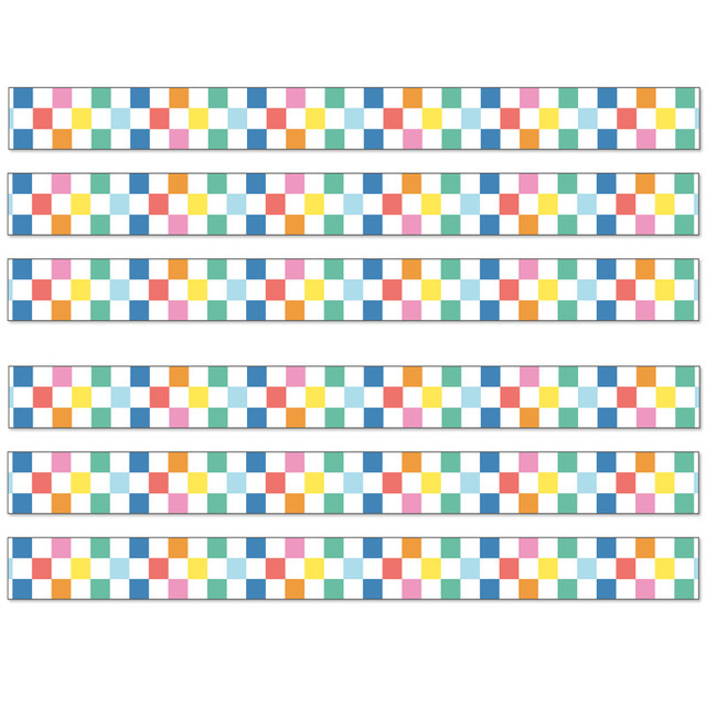 CARSON DELLOSA EDUCATION Carson Dellosa Education We Stick Together Checkered Rainbow Straight Bulletin Board Borders, 36 Feet Per Pack, 6 Packs