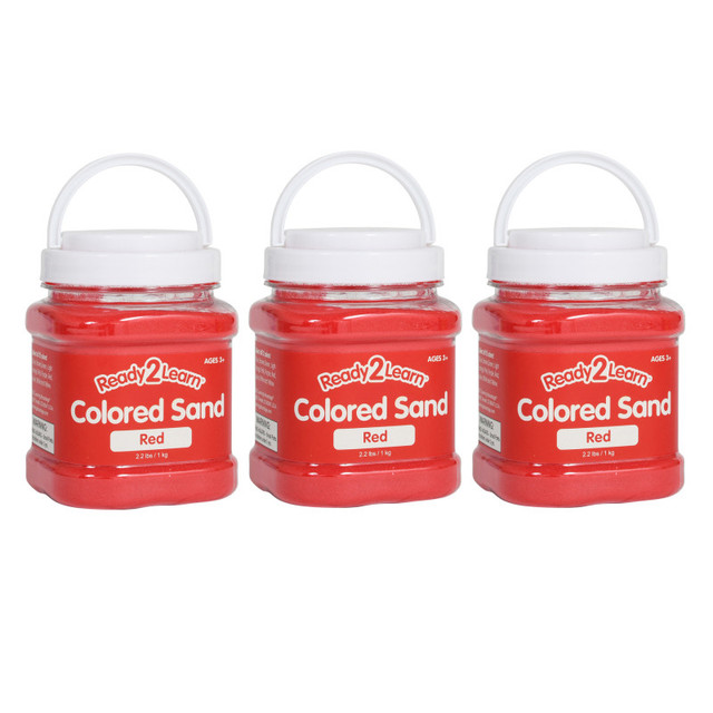 LEARNING ADVANTAGE READY 2 LEARN™ Colored Sand - Red - 2.2 lb. Jar - Pack of 3