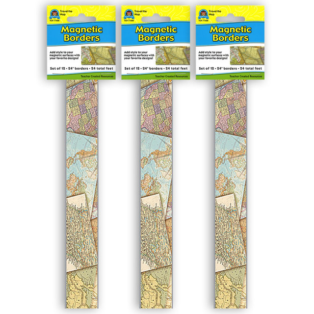 TEACHER CREATED RESOURCES Teacher Created Resources® Travel the Map Magnetic Border, 24 Feet Per Pack, 3 Packs