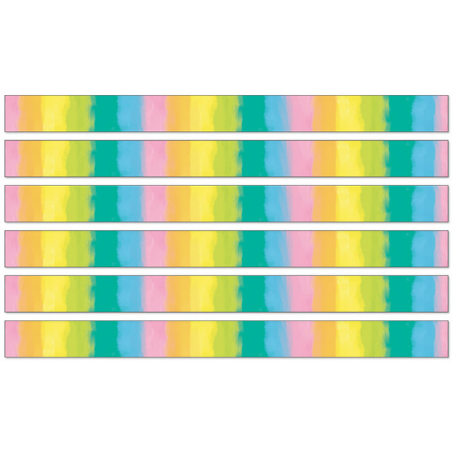 CARSON DELLOSA EDUCATION Happily Ever Elementary Creatively Inspired Watercolor Straight Borders, 36 Feet Per Pack, 6 Packs