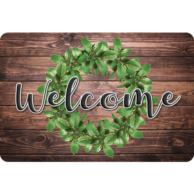 ASHLEY PRODUCTIONS Ashley Productions® The Original Fun Mat™, Welcome Mat, 15.5" x 23.5", Green Wreath Welcome