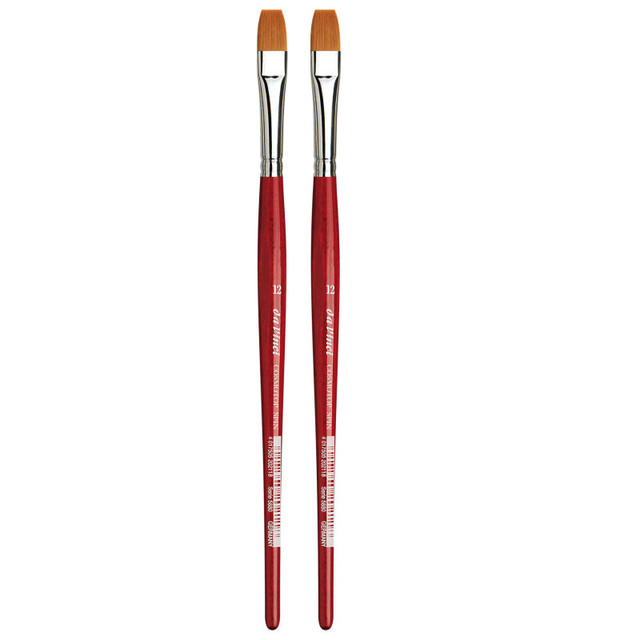 GREGORY DANIELS FINE ARTS INC da Vinci COSMOTOP-SPIN Silkpainting Brush, Synthetic, Watercolor, Flat, Size 12, Pack of 2