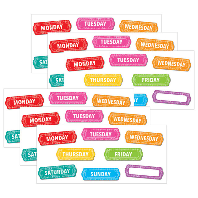 ASHLEY PRODUCTIONS Ashley Productions® Magnetic Die-Cut Timesavers & Labels, Days of the Week, Chalk Loops, 8 Per Pack, 6 Packs