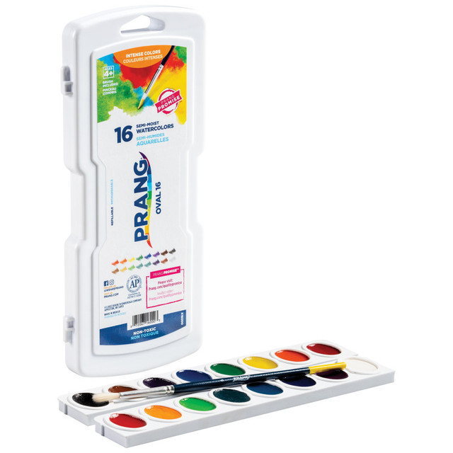 DIXON TICONDEROGA CO Prang® Semi-Moist Watercolor Paint Set, 16-Color Oval Pan with Brush