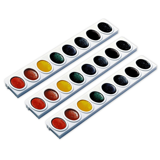 DIXON TICONDEROGA CO Prang® Watercolors, Oval Pan Refill Tray, 8 Colors Per Tray, 3 Trays