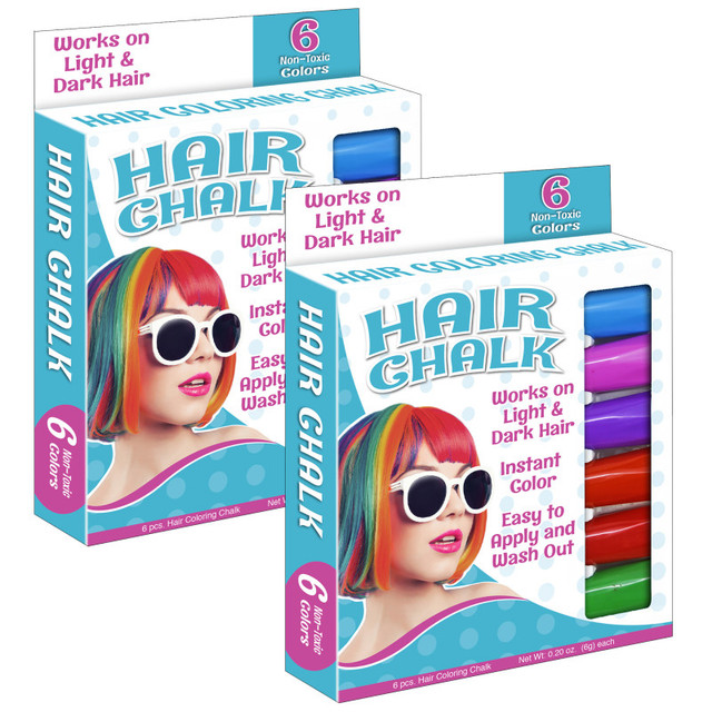 THE PENCIL GRIP The Pencil Grip™ Hair Coloring Chalk, 6 Colors Per Pack, 2 Packs