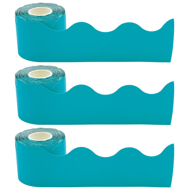 TEACHER CREATED RESOURCES Teacher Created Resources® Teal Scalloped Rolled Border Trim, 50 Feet Per Roll, Pack of 3
