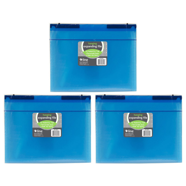 C-LINE PRODUCTS INC C-Line® Expanding File Folder, 13-Pocket, Hanging Tabs, Bright Blue, Pack of 3