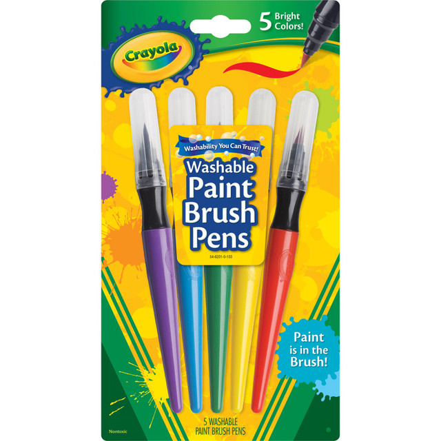 CRAYOLA LLC Crayola® Washable No Drip Paint Brush Pens, 5 Count
