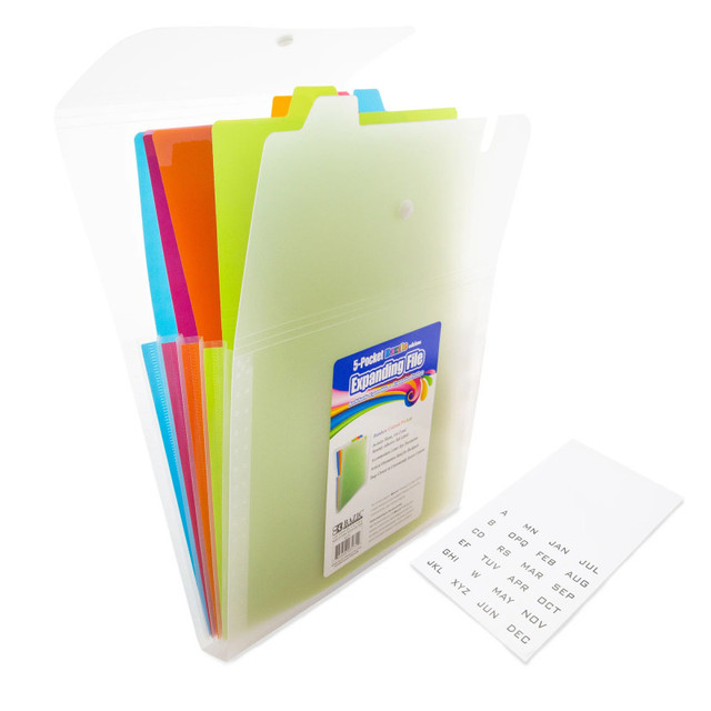 BAZIC PRODUCTS BAZIC Products® 5-Pocket Letter Size Vertical Poly Expanding File