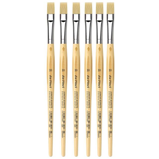 GREGORY DANIELS FINE ARTS INC da Vinci JUNIOR BORSTE Synthetic Student Brush, Synthetic, Tempera, Flat, Series 329, Size 10, Pack of 6