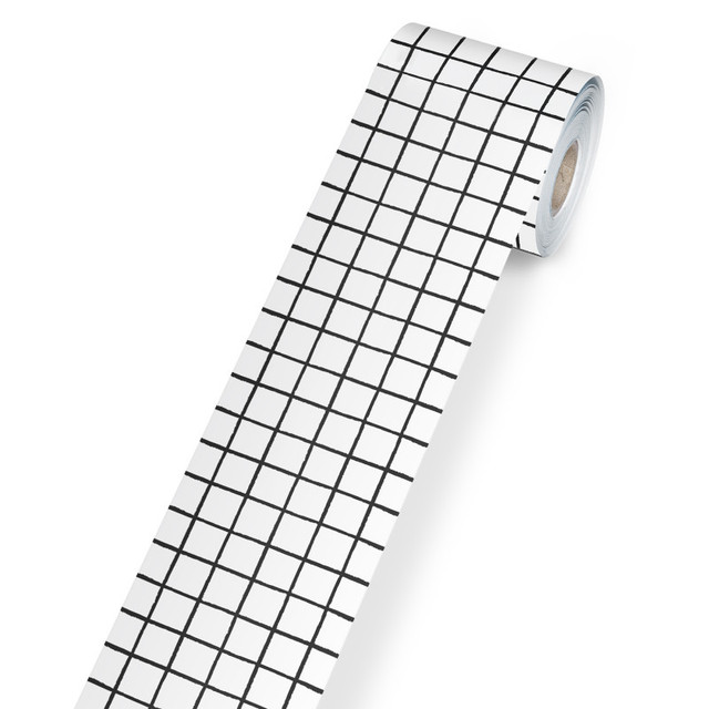 CARSON DELLOSA EDUCATION Carson Dellosa Education Happily Ever Elementary Creatively Inspired Black & White Grid Rolled Straight Bulletin Board Borders, 65 Feet