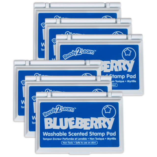 LEARNING ADVANTAGE READY 2 LEARN™ Washable Stamp Pad - Blueberry Scented, Blue - Pack of 6
