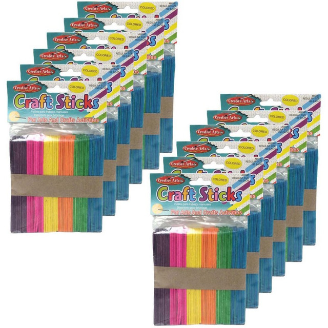 ADVANTUS Charles Leonard Colored Craft Sticks, Regular Size, 4-1/2" x 3/8", 150 Per Pack, 12 Packs