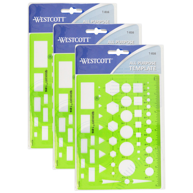 ACME UNITED CORPORATION Westcott® General Purpose Drawing Template, Pack of 3