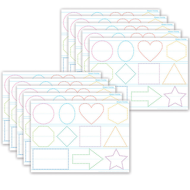 ASHLEY PRODUCTIONS Ashley Productions® Smart Poly® PosterMat Pals™ Space Savers, 13" x 9-1/2", Shapes Tracing, Pack of 10