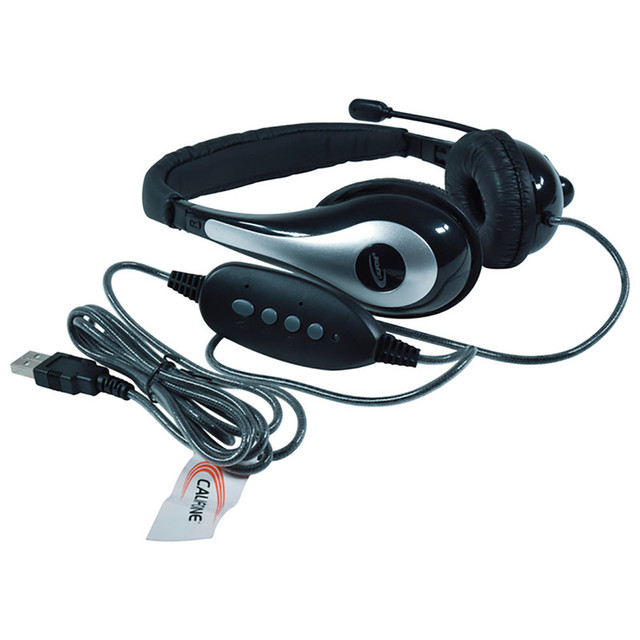 CALIFONE INTERNATIONAL Califone NeoTech 1025MUSB On-Ear Stereo Headset with Gooseneck Microphone, USB Plug, Black/Silver