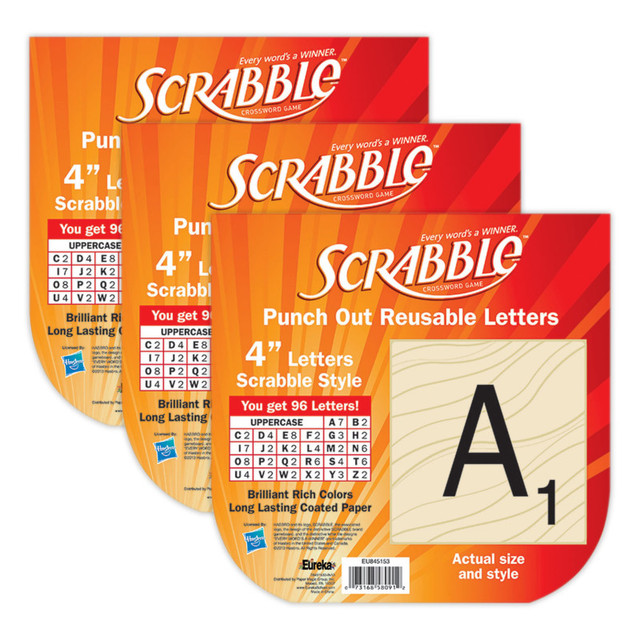 EUREKA Eureka® Scrabble™ Deco 4" Letters, 96 Per Pack, 3 Packs