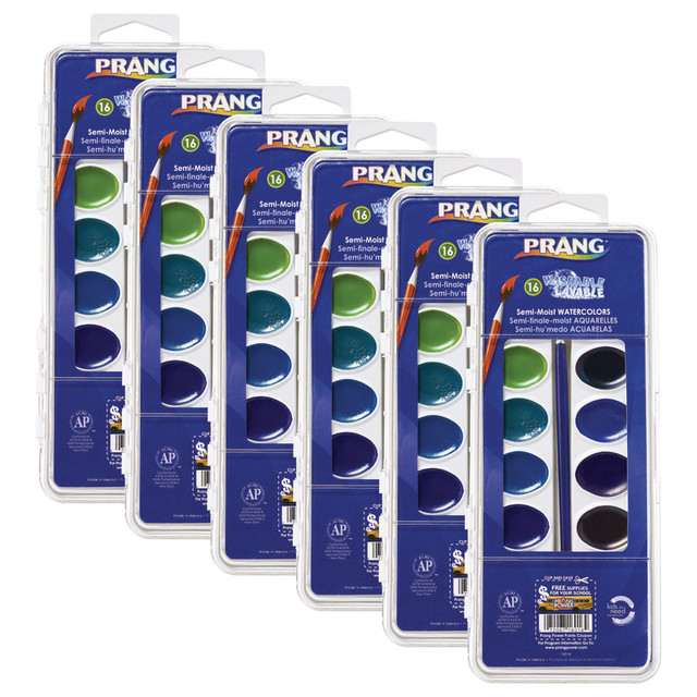 DIXON TICONDEROGA CO Prang® Semi-Moist Washable Watercolor Set, 16 Colors, 6 Sets