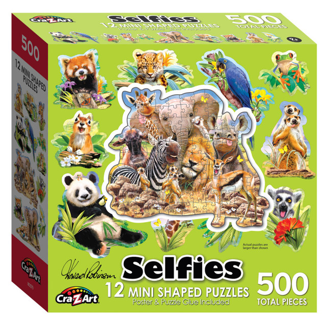 LAROSE INDUSTRIES LLC - CRA-Z-ART Cra-Z-Art® Jungle Selfies Mini Shaped Puzzle Set, 12 Puzzles