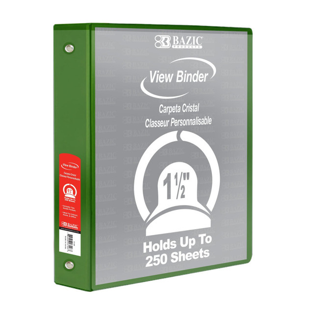 BAZIC PRODUCTS BAZIC Products® 3-Ring View Binder with 2 Pockets, 1.5", Green