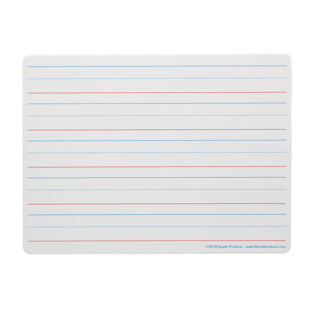 FLIPSIDE Flipside Products Two-Sided Magnetic Dry Erase Board, Plain/Ruled, 9" x 12"